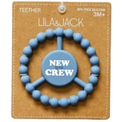 Wholesale - 1pc Silicone Peace Teether - Dusty Blue "New To The Crew" C/P 100, UPC: 195010118576